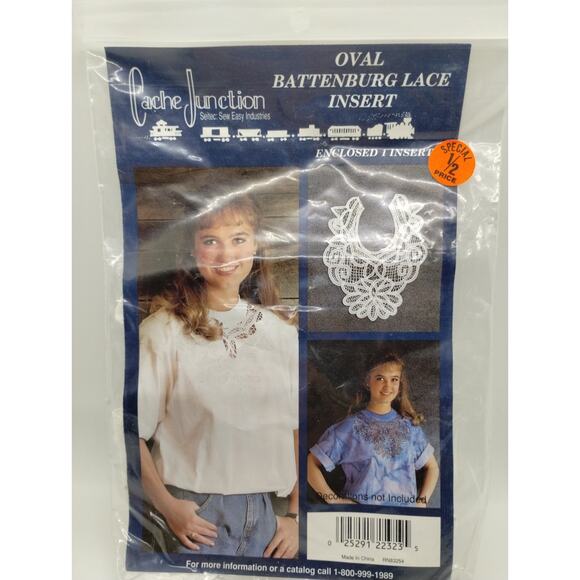 Cache Junction Battenburg Lace & Fabric Insert - White - Picture 1 of 2